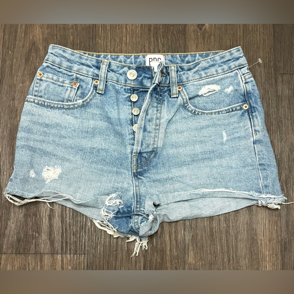 BDG Urban Outfitters 90s Long Denim Shorts Distressed Button Fly Size 27